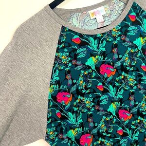 LuLaRoe Randy Size Large Floral print body with Heather gray sleeves